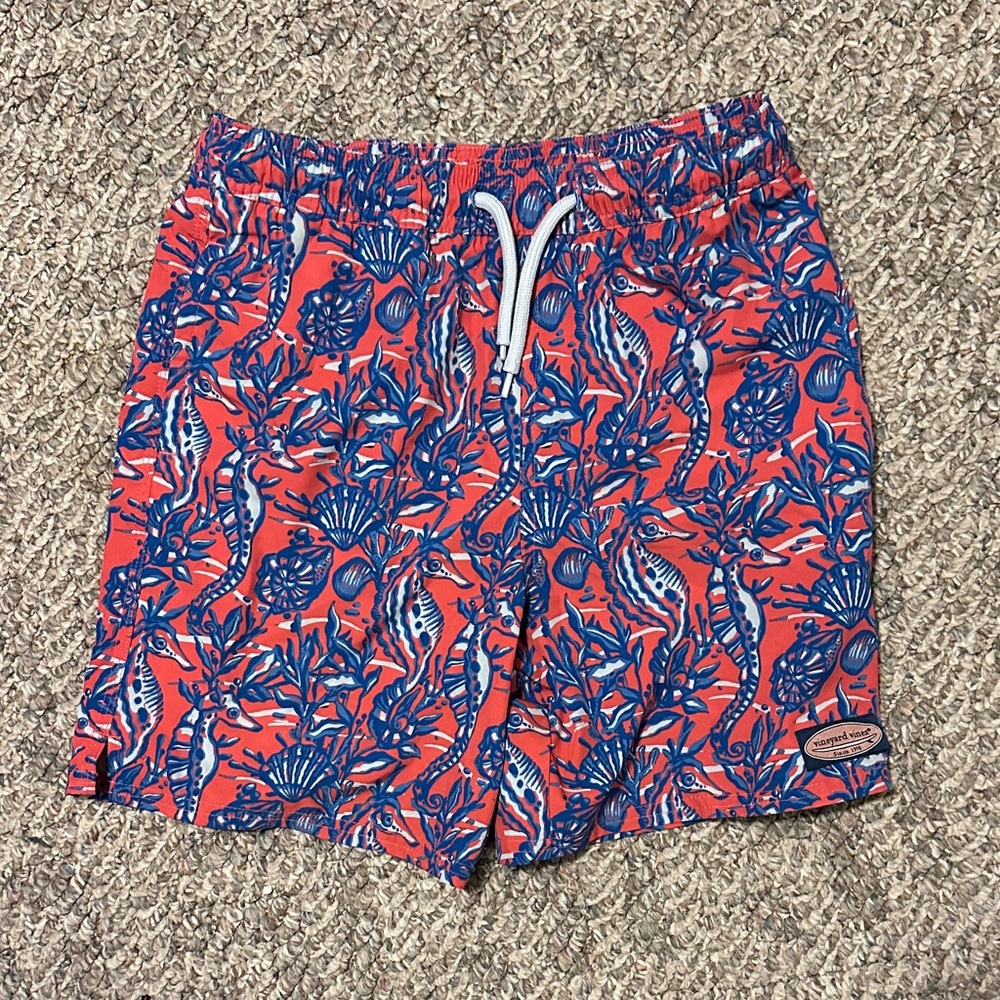 Vineyard Vines Coral and Blue Athletic Shorts